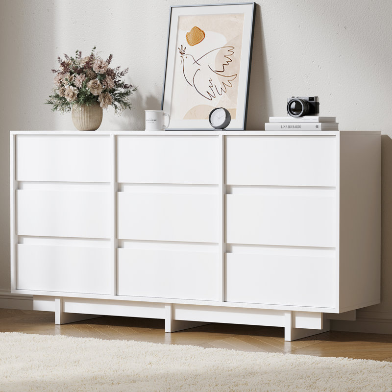 Commode 9 tiroirs Catarina, Blanc
