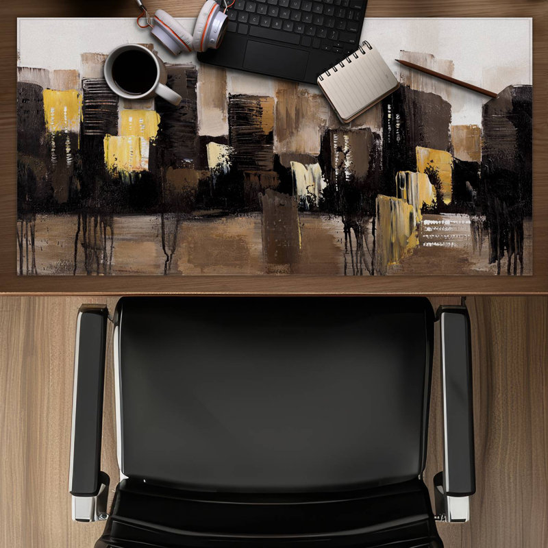 Earthy tones abstract cityscape - 15.75"x31.50" Desk mat