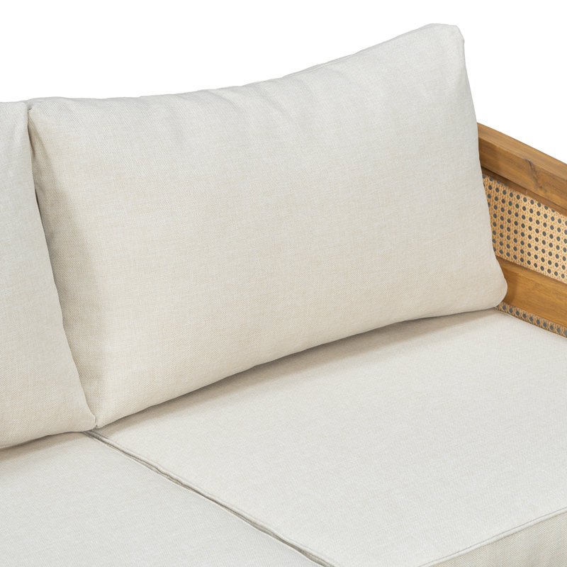 Ensemble de mobilier de patio de 5 pièces, comprenant un canapé, une causeuse, deux fauteuils et une table basse ronde.