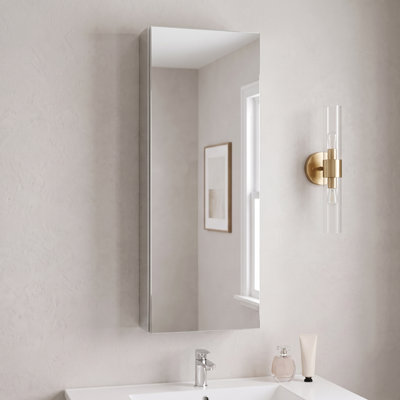 12 in. x 36 in. Aluminum Recessed & Surface Mount Medicine Cabinet in Silver