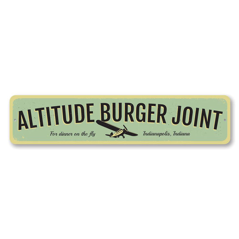 Plaque en métal Altitude Burger Joint, H 4 po x l 18 po x P 0,04 po