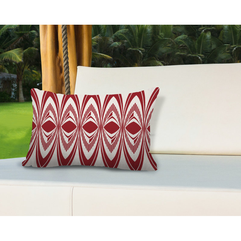 Coussin décoratif intérieur / extérieur Chinasa Tribal, Rouge