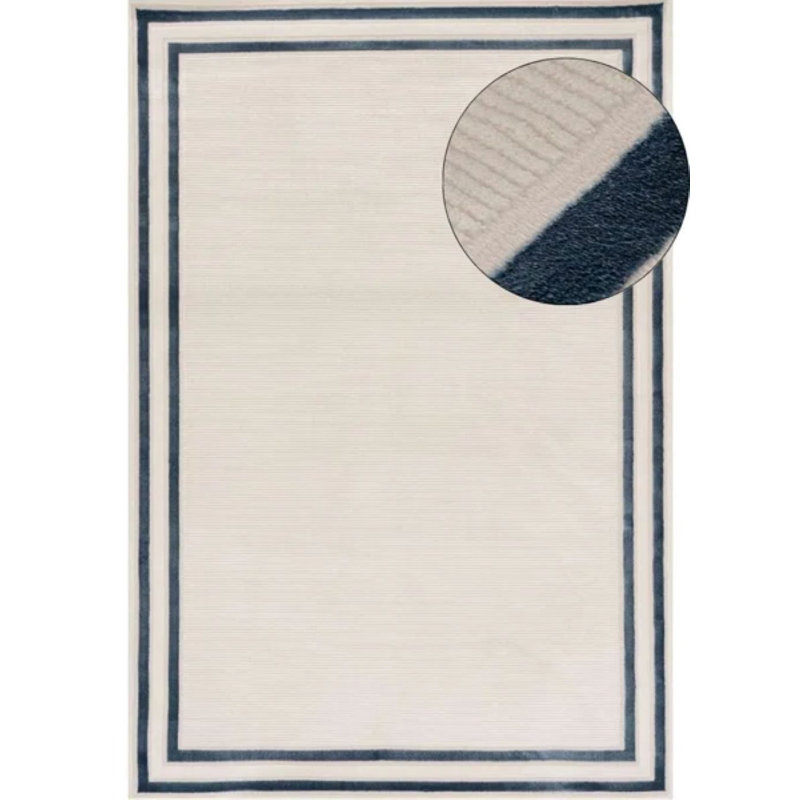 Carmel Modern Bordered Cream/Navy Area Rug, Rectangle 160 x 230 cm