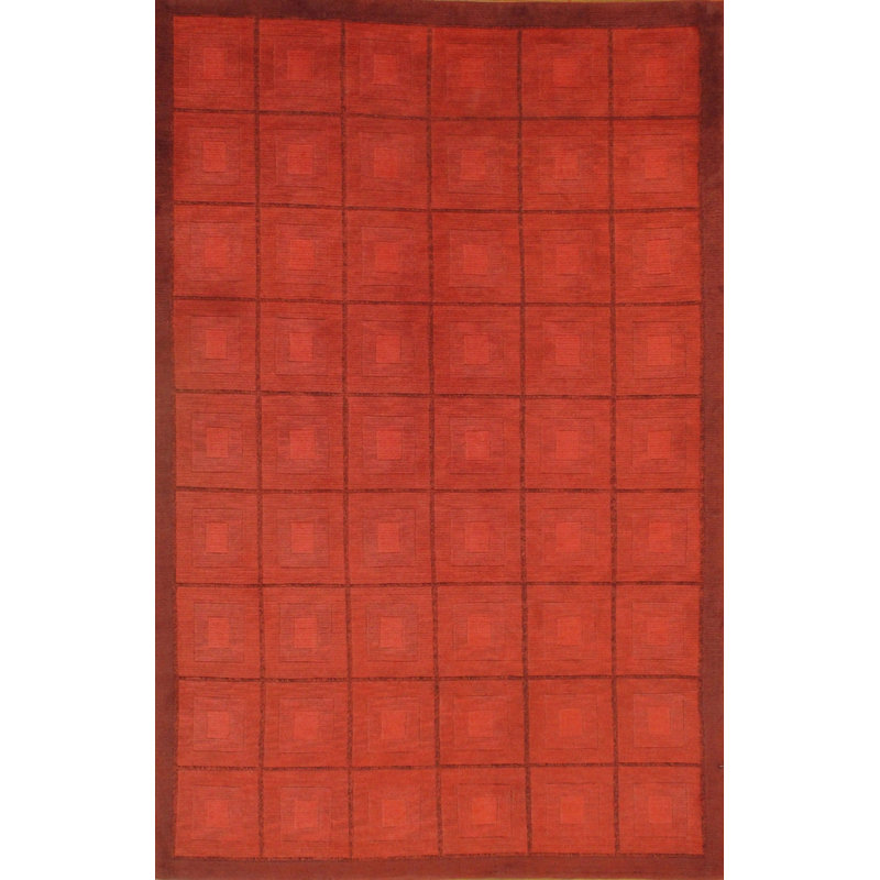 Geometric Area Rug in Red