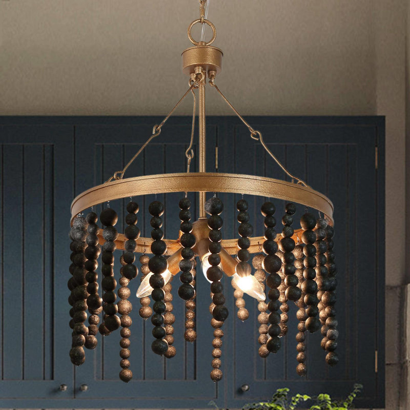 Lustre empire unique à 3 lumières avec accents perlés Advith, Noir