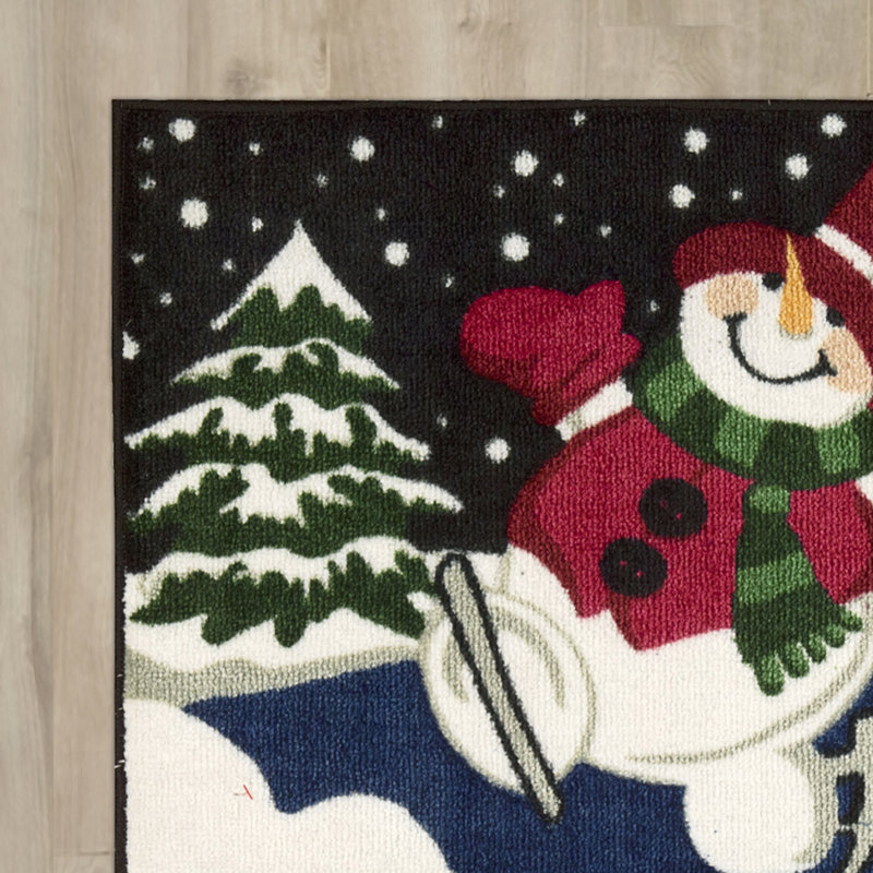 Tapis de zone rouge touffeté à la main bonhomme de neige bonhomme de neige, Rectangle 2 pi x 3 pi