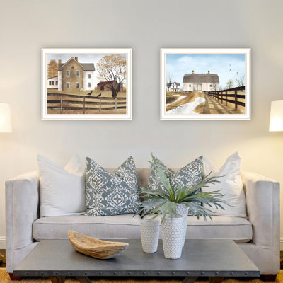 August Grove® 2 pièces vignette de grand-père, art d'après-midi d'automne pour le salon, impression d'art mural de ferme pour la décoration intérieure, art mural de chambre à coucher par Billy Jacobs