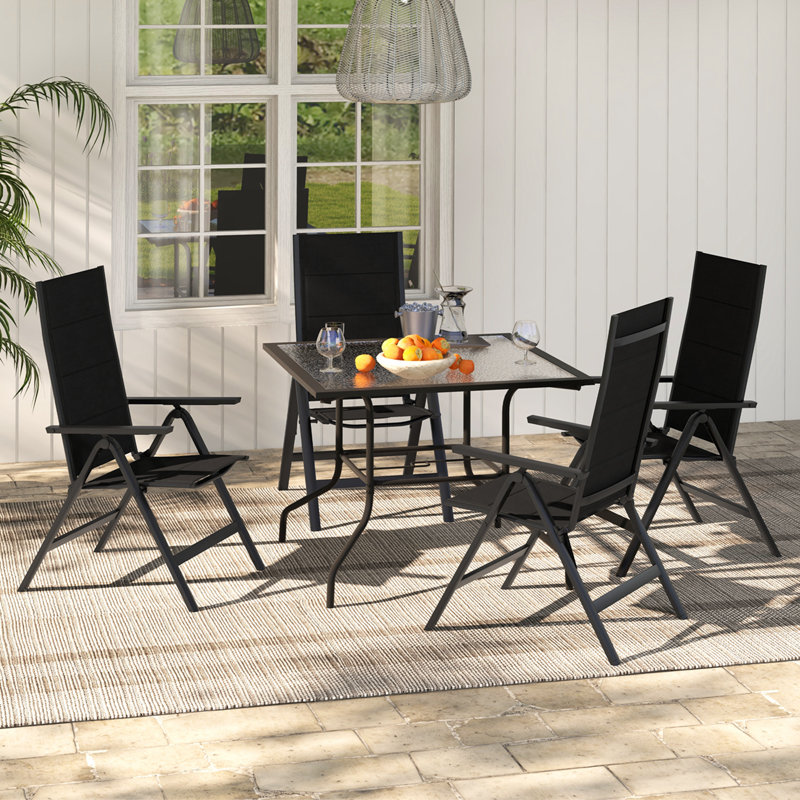 Chaise d'extérieur pliable avec siège rembourré 4 pièces Latitude Run®