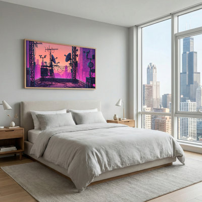 Ensemble de 1 toile murale Cyberpunk Skyline