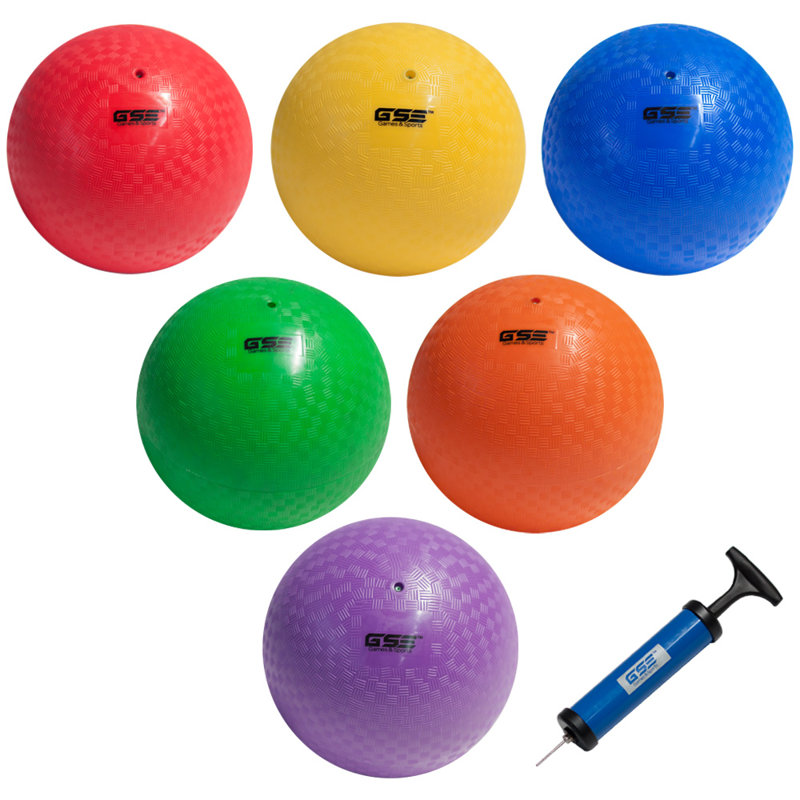 Ensemble de 6 balles de terrain de jeu de 8,5 po avec pompe