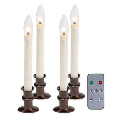 4 Piece Adjustable Window Hugger Unscented Flameless Candle Set -  Plow & Hearth, 65G98 BRZ
