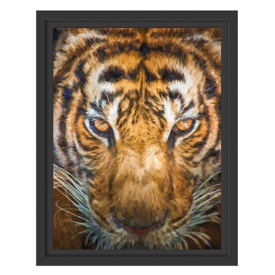 Gerahmtes Wandbild Tiger mit hellbraunen Augen Kunst