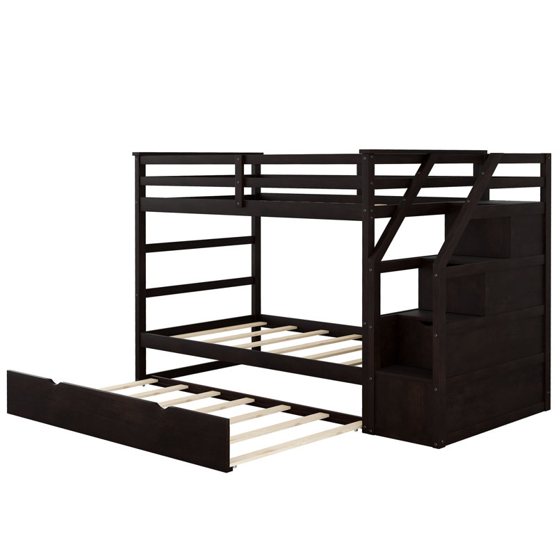 Lit superposé Twintwin avec lit gigogne et 3 options de rangement pratiques, escalier tranquille - crée une chambre à coucher sereine
