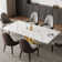 Terrile Dining Table Set for 6-10 with 94.5'' Extendable Sintered Stone Top 8 Faux Leather Chairs
