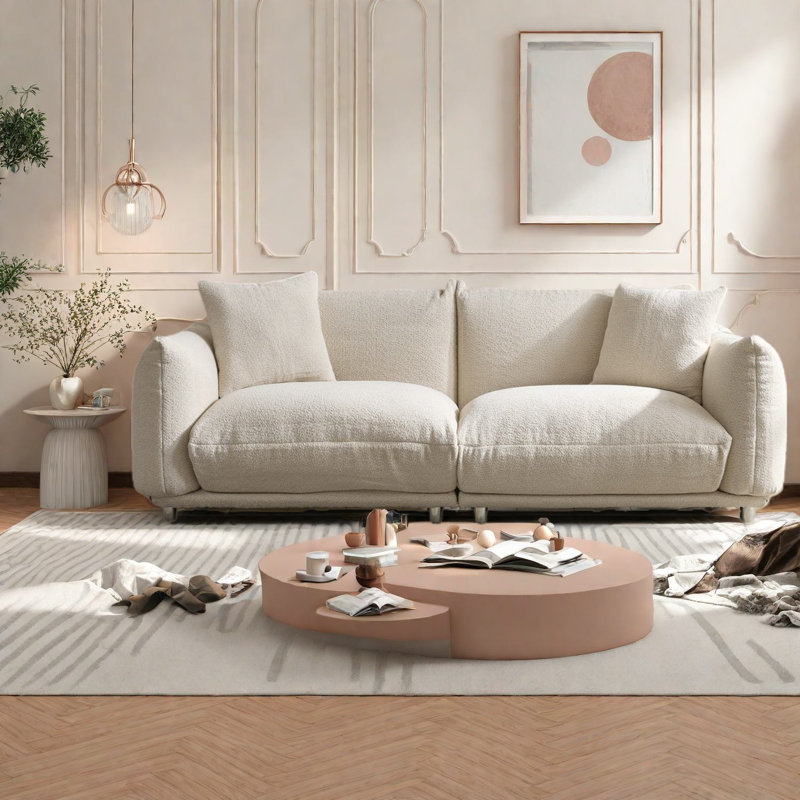 Canapé confortable en velours beige moderne à 3 places pour la maison
