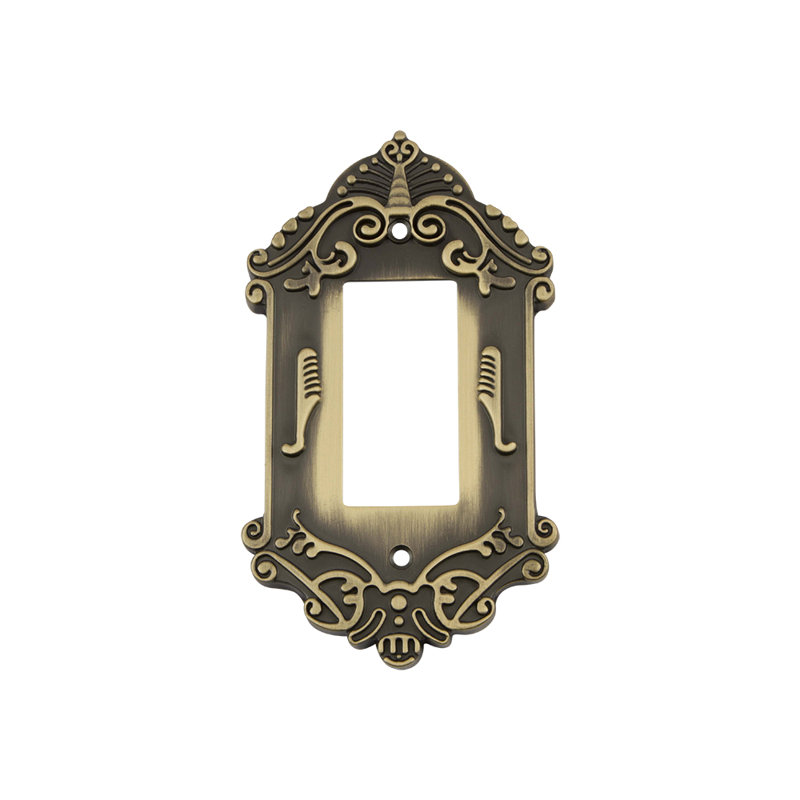 Victorian 1-Gang Rocker Wall Plate, Antique Brass