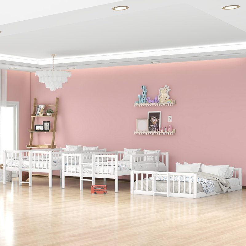 Lit superposé pour enfant Mayolet, Blanc, Double sur double sur double