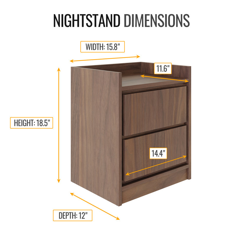 Table de chevet à profil bas Mid-Century Boyd Sleep Adagio, Noyer