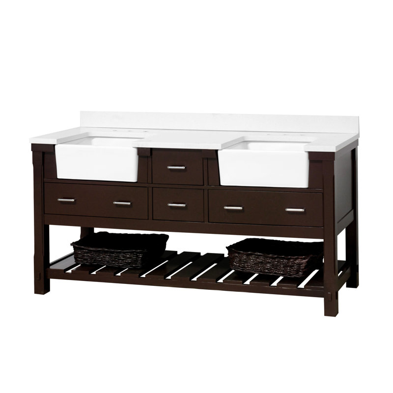 Ensemble de meuble-lavabo double 72 po Hitton, Chocolat, Quartz