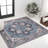 Huddleston Ornate Large Medallion Machine-Washable Blue/Beige Rug-1549654698