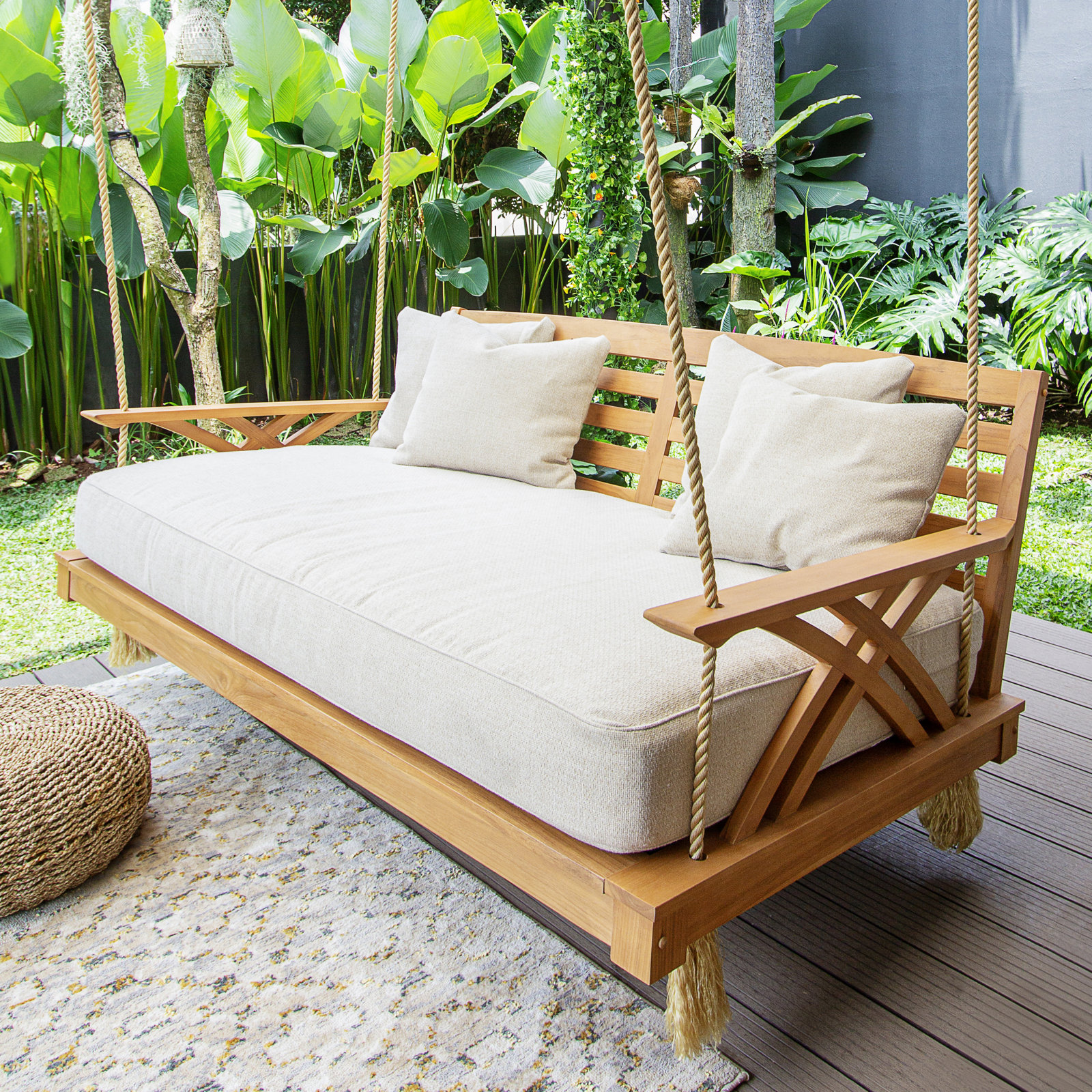 Davida Cotesfield Teak Outdoor Swing Bed