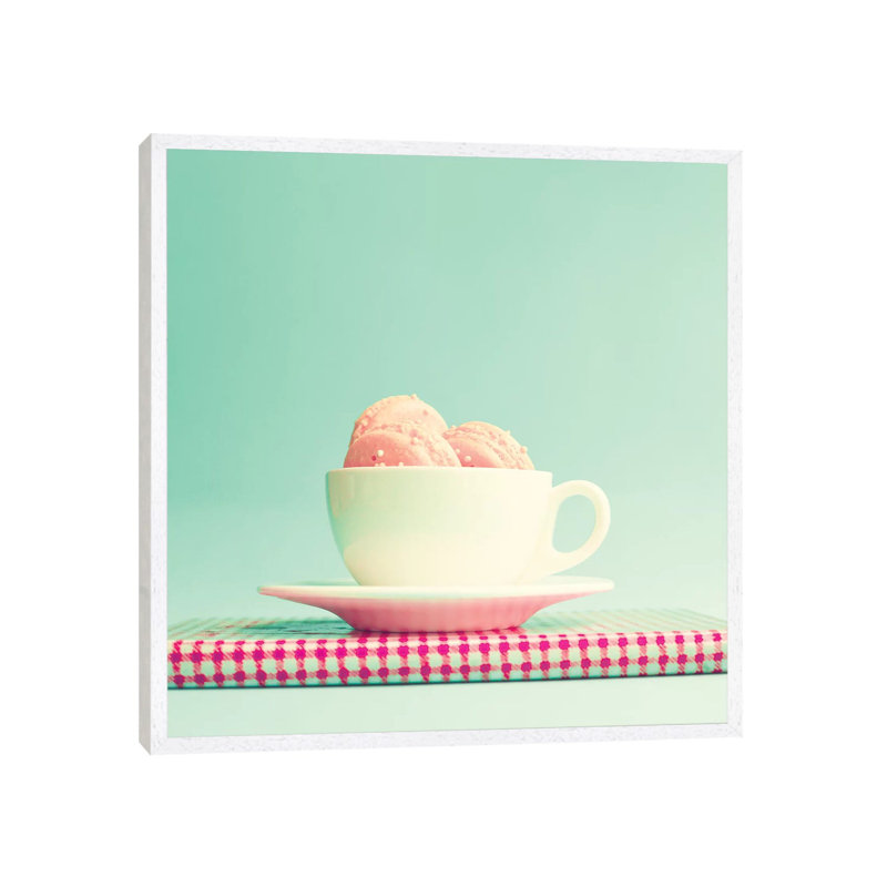 Cup Of Macaroons by Caroline Mint - Print on Canvas, 45.72 cm H x 45.72 cm W, White Framed
