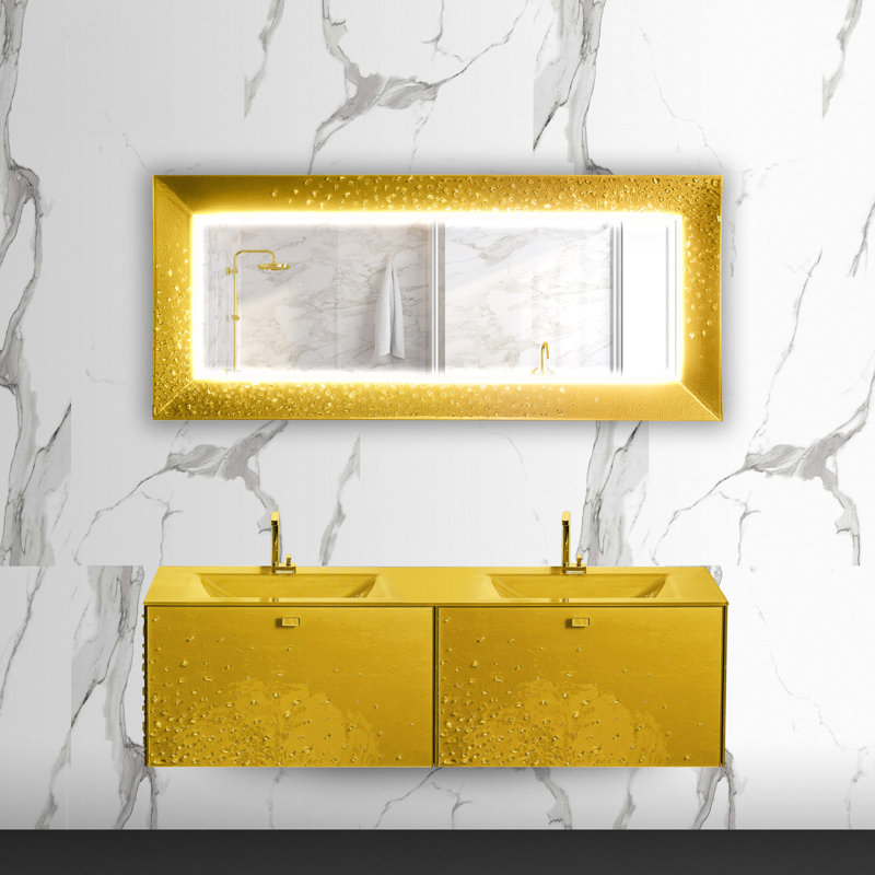 Ensemble de meuble-lavabo double 63 po, Doré, Doré