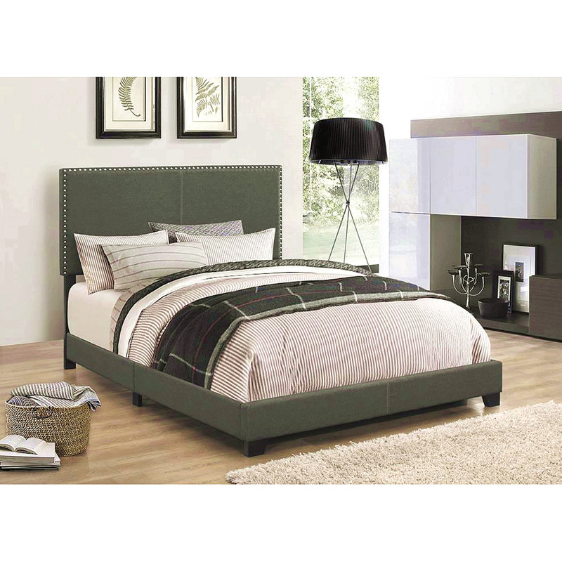 Charcoal Full Bed With Nailhead Trim, Charcoal, Full