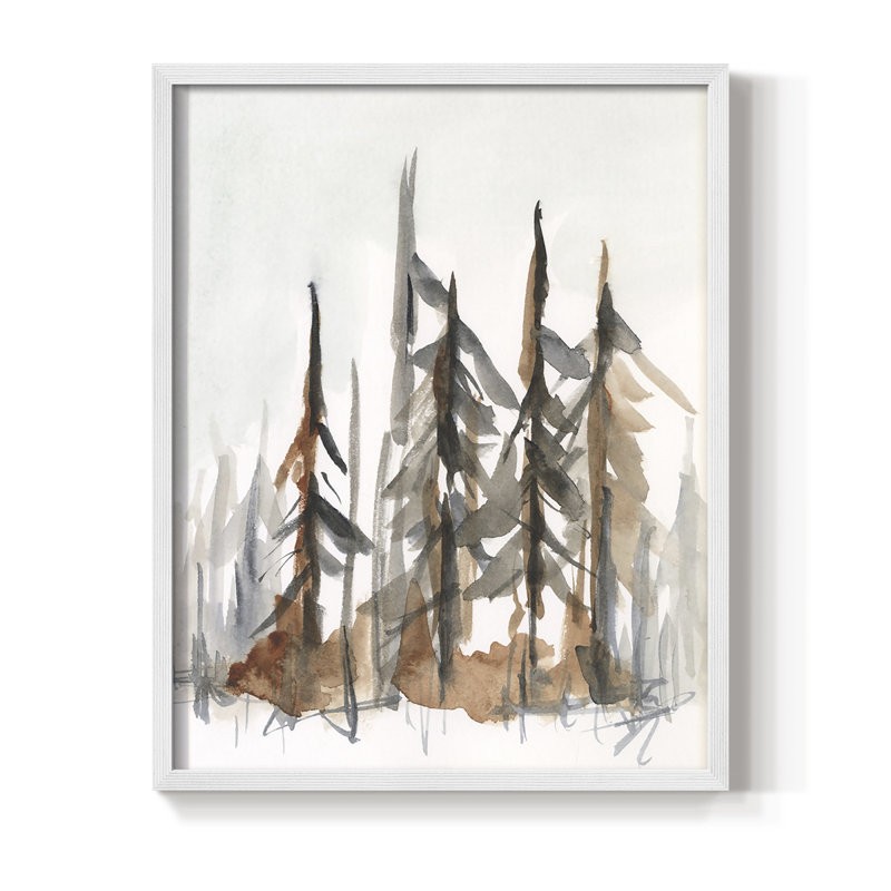 Rustic Evergreen I, reproduction encadrée - bois massif, H 10 po x l 8 po, Blanc