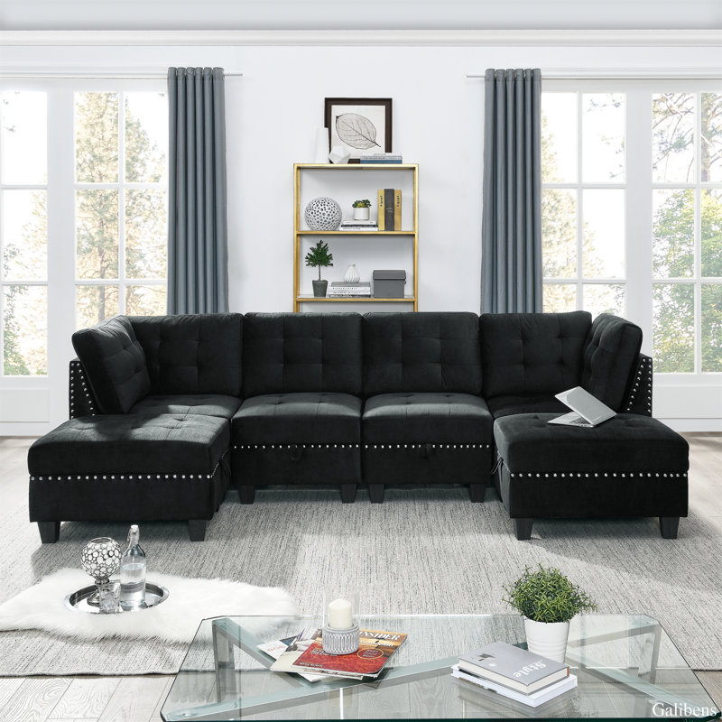 Canapé modulaire de 57 po de large à assise modulaire avec repose-pieds, canapé modulaire, canapé modulaire, Réversible