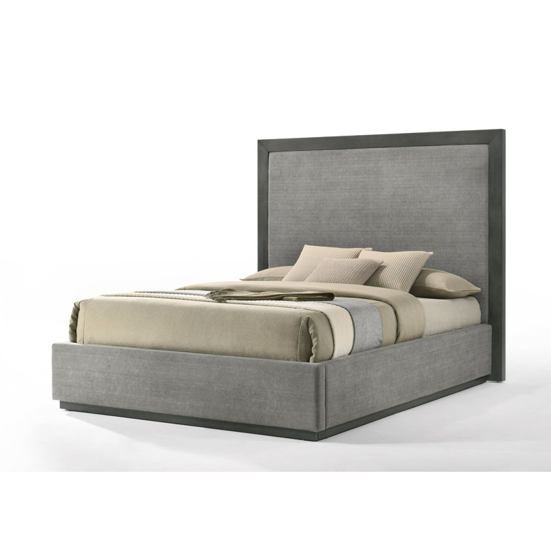 Reanna Upholstered Platform Bed, King, Gray Wash