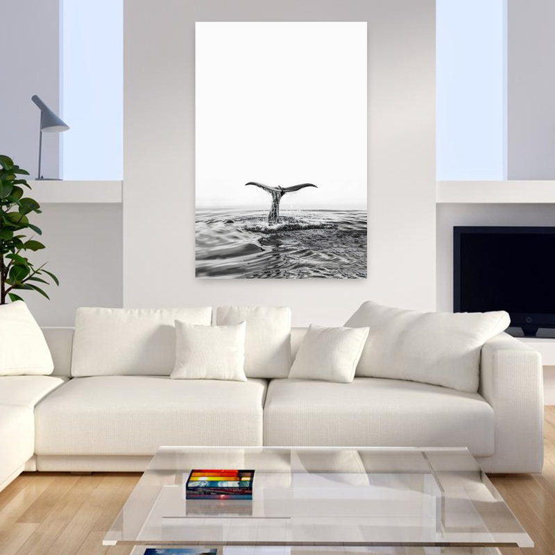 «Whale Tale», art mural contemporain abstrait, H 48 po x l 32 po