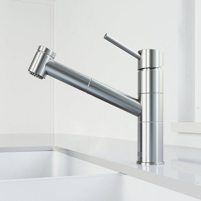 Branson 9 H 1-handle Pull-Out 2-Function Sprayer Kitchen Faucet, Stainless Steel