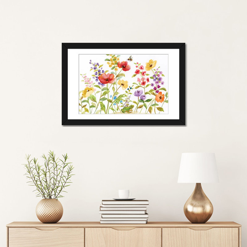 «Garden Frog», reproduction sur toile, Papier d'art encadré noir, Blanc, H 16 po x l 24 po x P 1 po