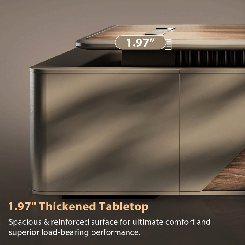 Bureau de direction 86,61 "avec cabinet latéral minimaliste moderne, H 29,53 po x l 86,61 po x P 31,5 po