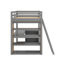 Lit mezzanine double avec tablettes et bureau
