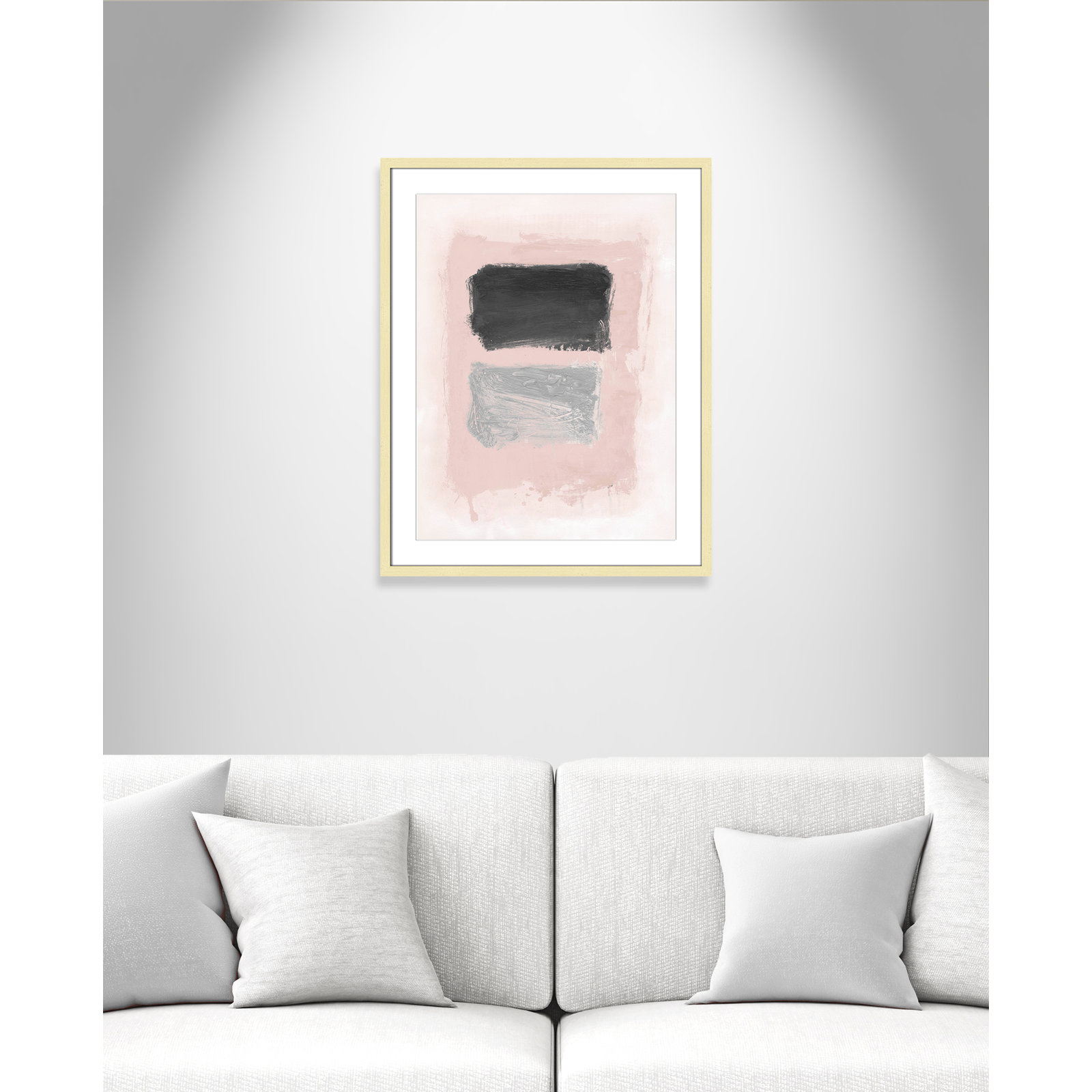 Pink, Black and Silver Shimmer I Print, 29.5" H x 23.5" W x 1.25" D, Gold Matted Picture Framed