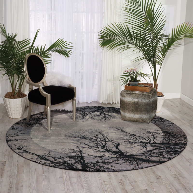 Carire Viscose Floral Indoor Rug, Rectangle 5'6" x 8'