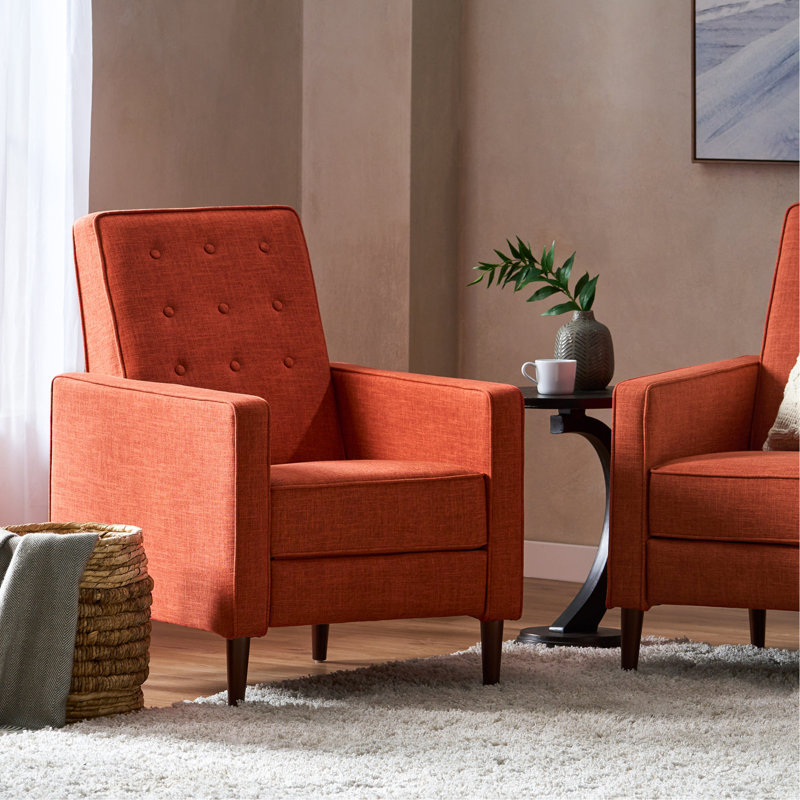 Canapé inclinable en tissu Mid-Century, Tissu orange