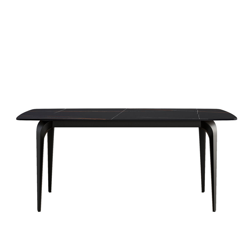 Table de salle à manger 70,87 "en pierre artificielle moderne à pieds courbés en métal pouvant accueillir 6 à 8 personnes