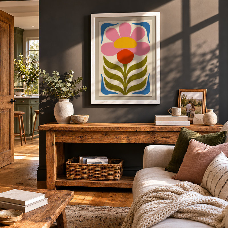 Blooming Geometry Botanical - Framed Print, A4 - 29.7 x 21.0 cm, White