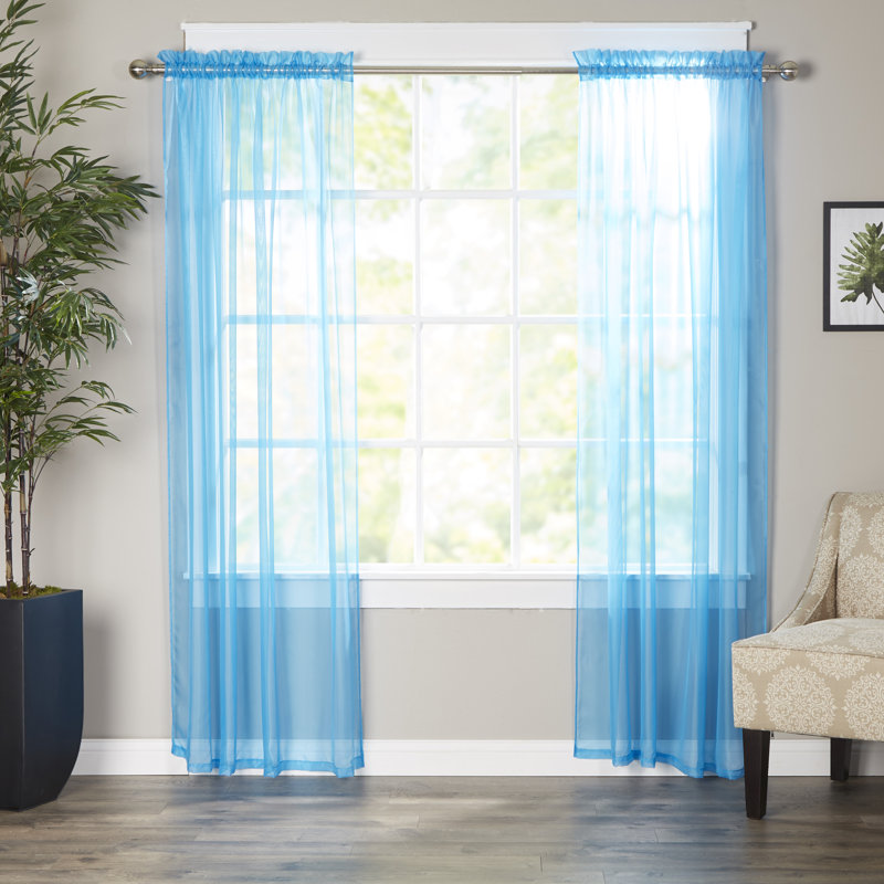 Sheer Sliding Panel Pair, Turqouise, 60" W x 84" L