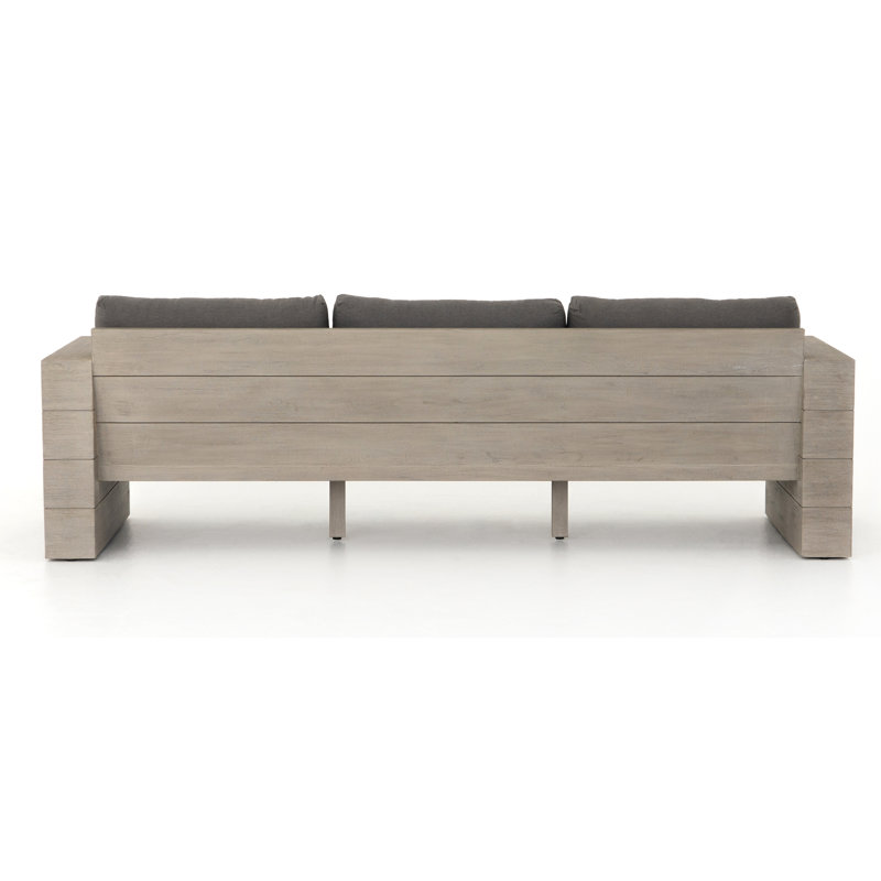 Tsubaki 96" Wide Patio Sofa, Washed Brown, Charcoal Polypropylene/Olefin