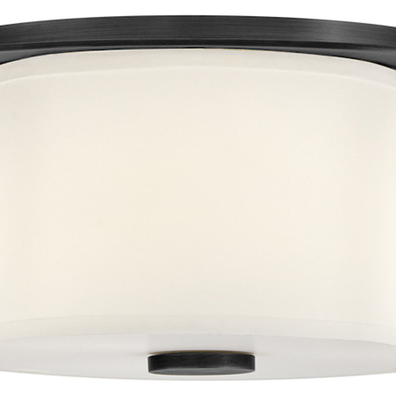 Black and White Etched Glass 3-Light LED Flush Mount Ceiling Light