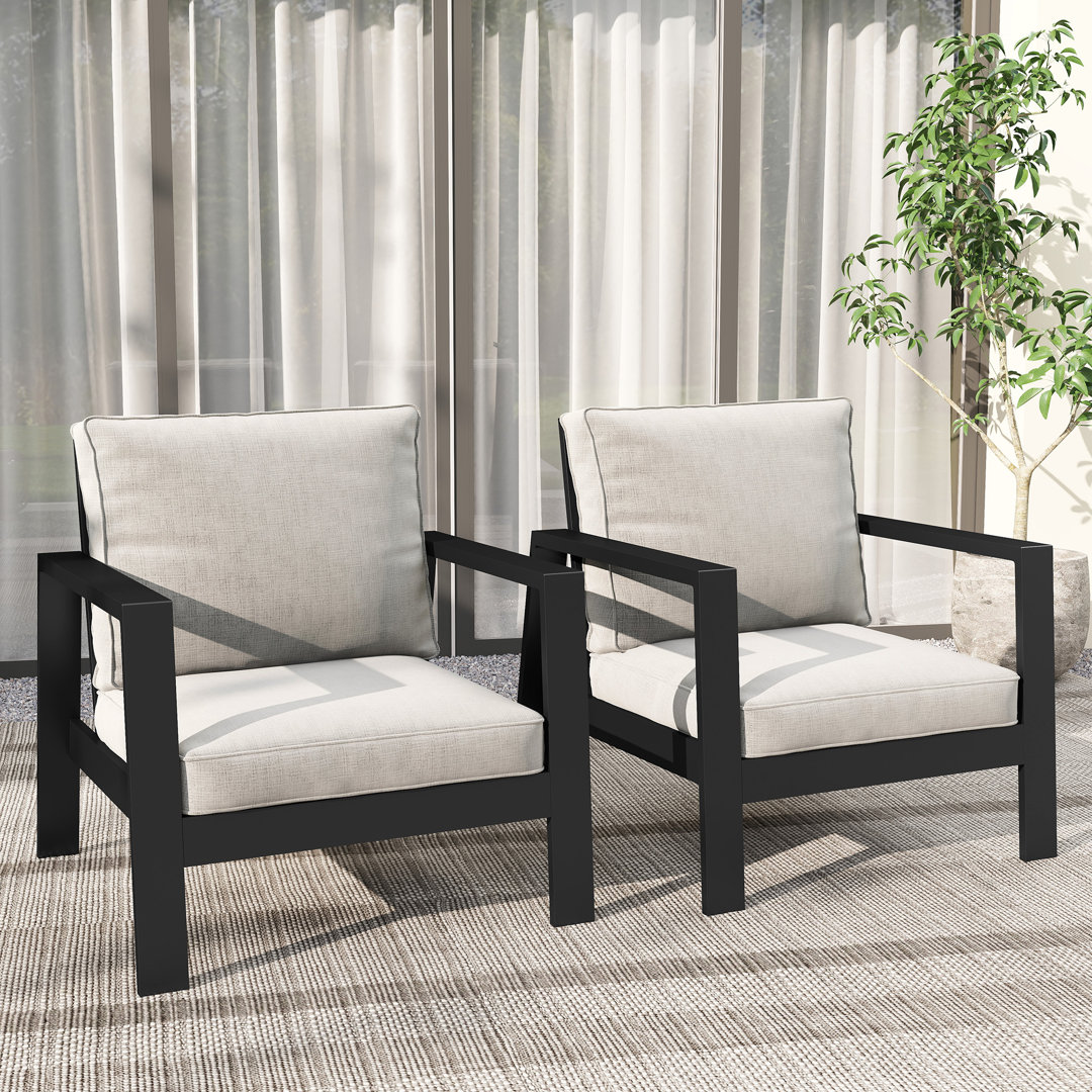 Patio Aluminum Chair With Cushions (Set of 2) Green4ever Cushion