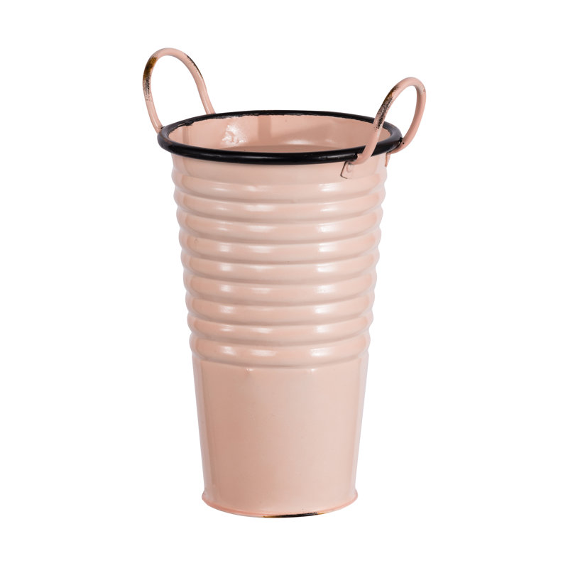 Pot à fleurs 100% fer de Lefkowitz, Rose, H 11,6 po x l 8,7 po x P 8,7 po