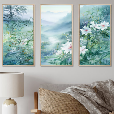 Japon, bambou par la montagne III - ensemble d'art mural fleurs