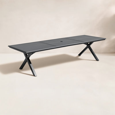 Johari 10 - 14 Person Aluminum Patio Dining Table with Umbrella Hole