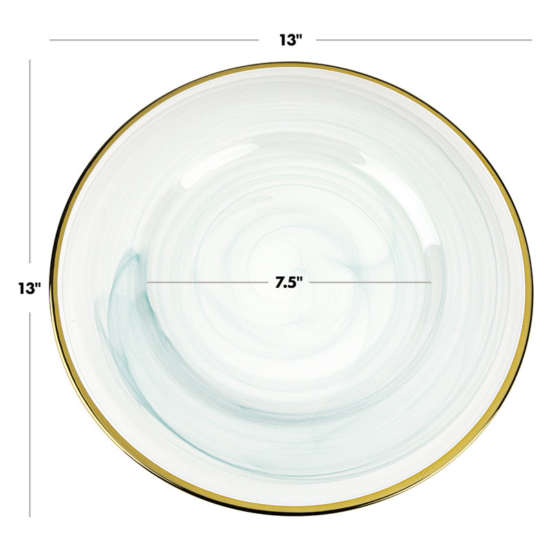Assiettes en verre rondes bleu nuage