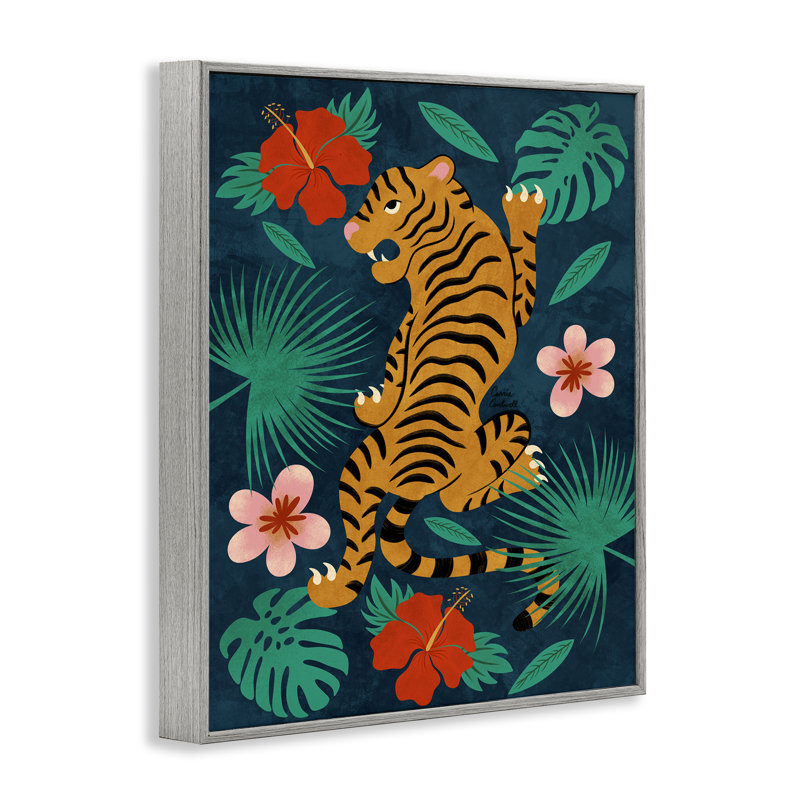  «Tiger Climbing» par Carrie Cantwell, H 14 po x l 11 po, Estampe numérique Farmhouse
